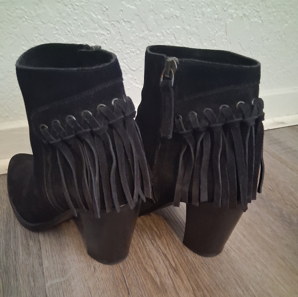 Sartore Black Fringe Heeled Boots